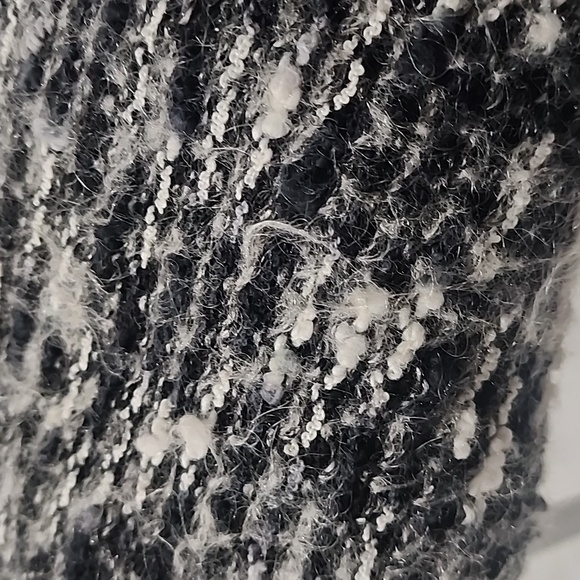 NATORI VINTAGE Fuzzy Wool Sweater 1X Mock Neck Black White Nylon Tunic Length - Picture 13 of 15